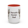 15oz Norwich Terrier Dog Dad Mug, Red, front view