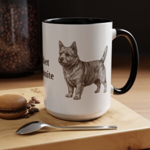 15oz Funny Norwich Terrier Mug, Black, lifestyle photo