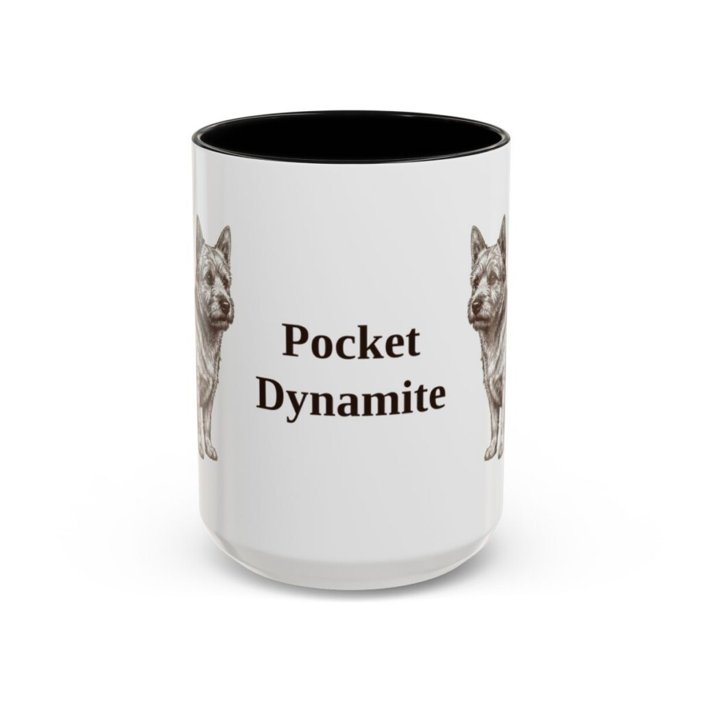 15oz Funny Norwich Terrier Mug, Black, front view