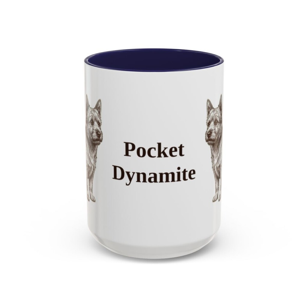 15oz Funny Norwich Terrier Mug, Navy, front view
