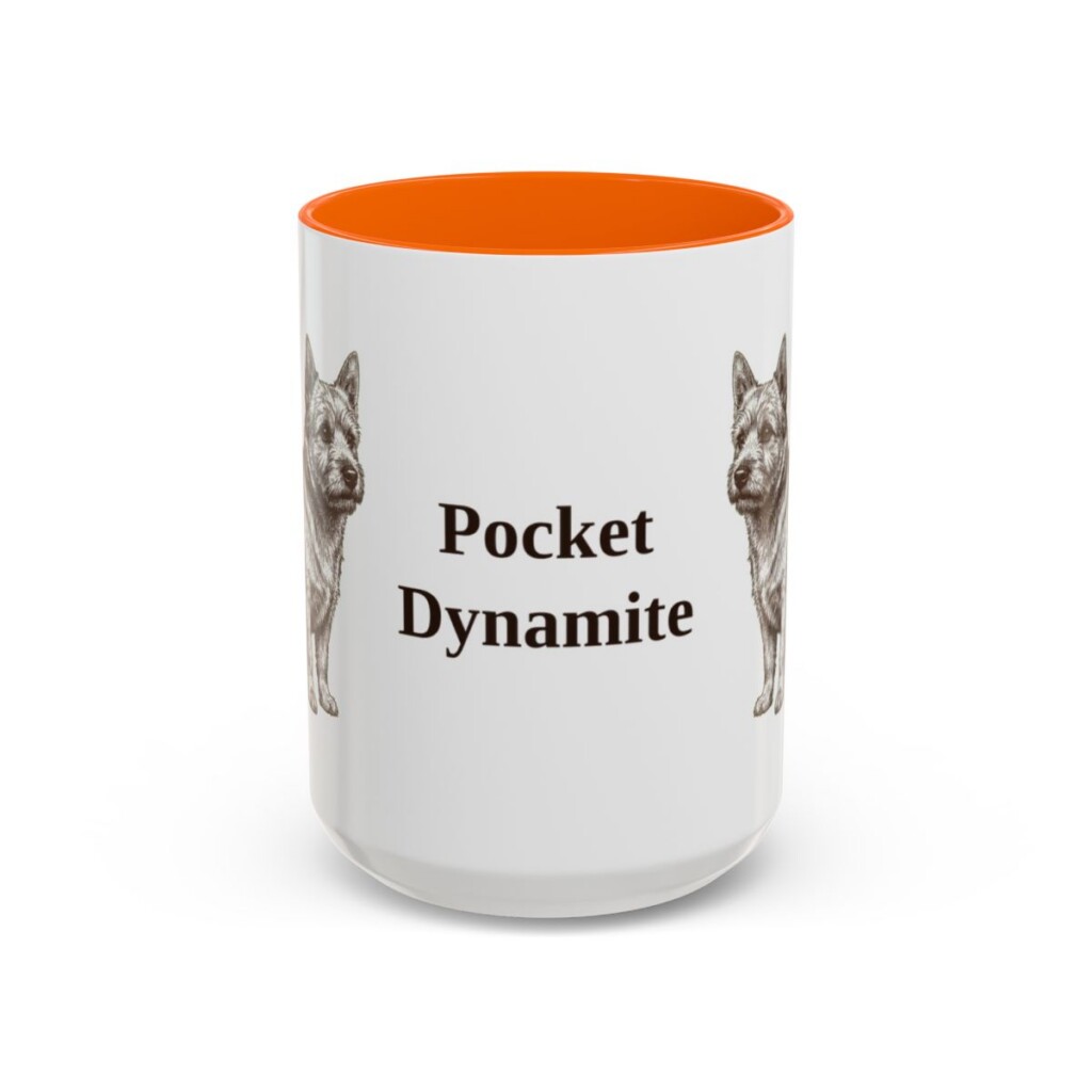 15oz Funny Norwich Terrier Mug, Orange, front view