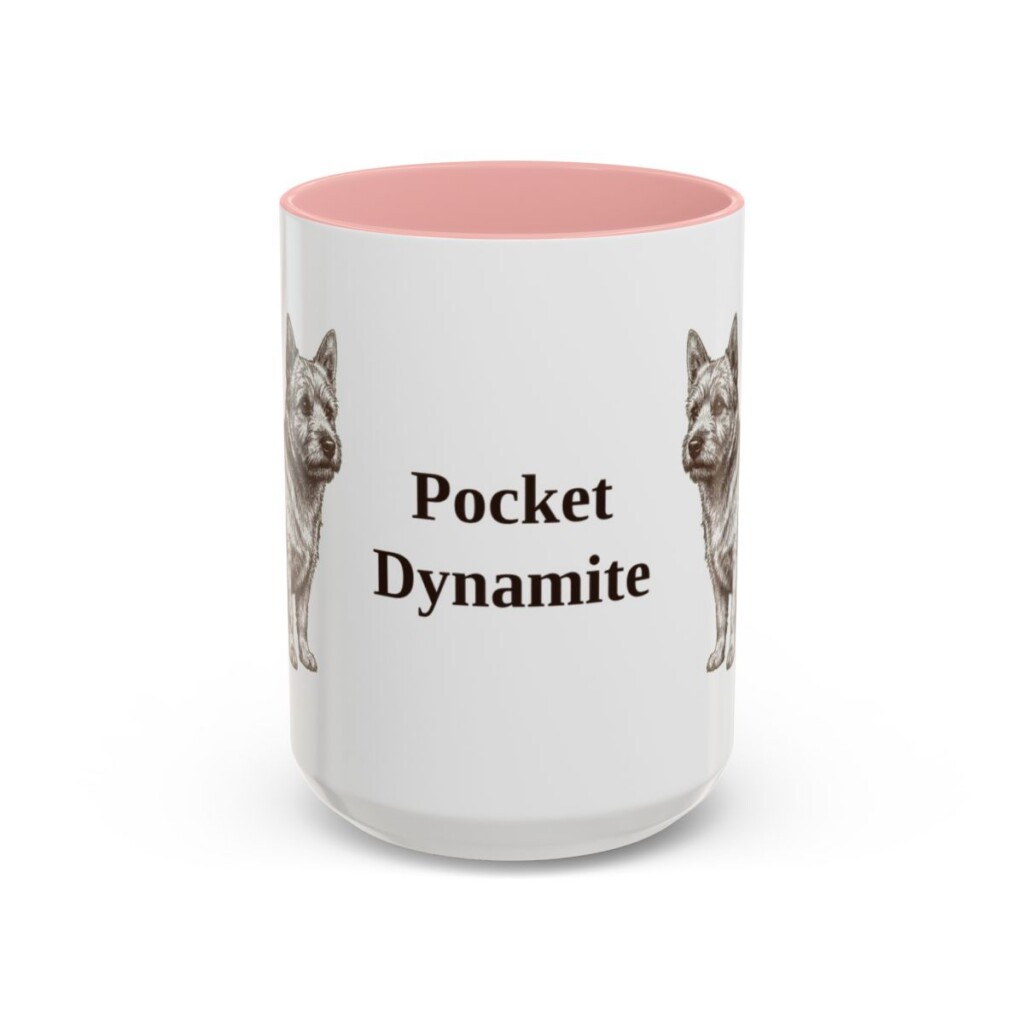 15oz Funny Norwich Terrier Mug, Pink, front view