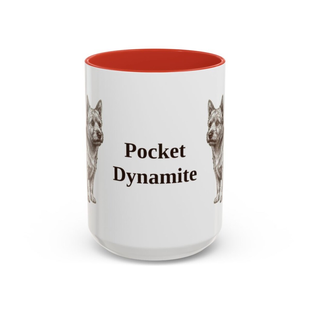 15oz Funny Norwich Terrier Mug, Red, front view