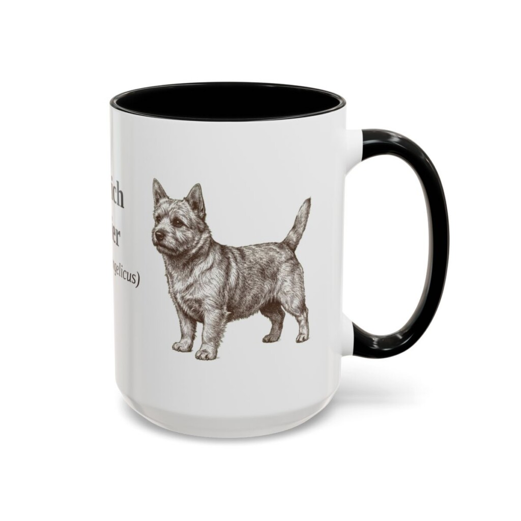 15oz Norwich Terrier Latin Mug, Black, right side view