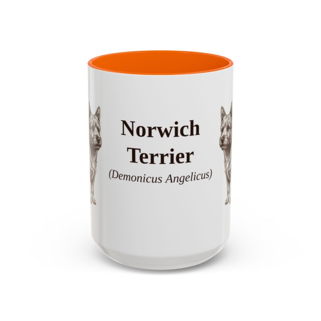 15oz Norwich Terrier Latin Mug, Orange, front view