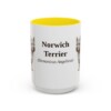 15oz Norwich Terrier Latin Mug, Yellow, front view