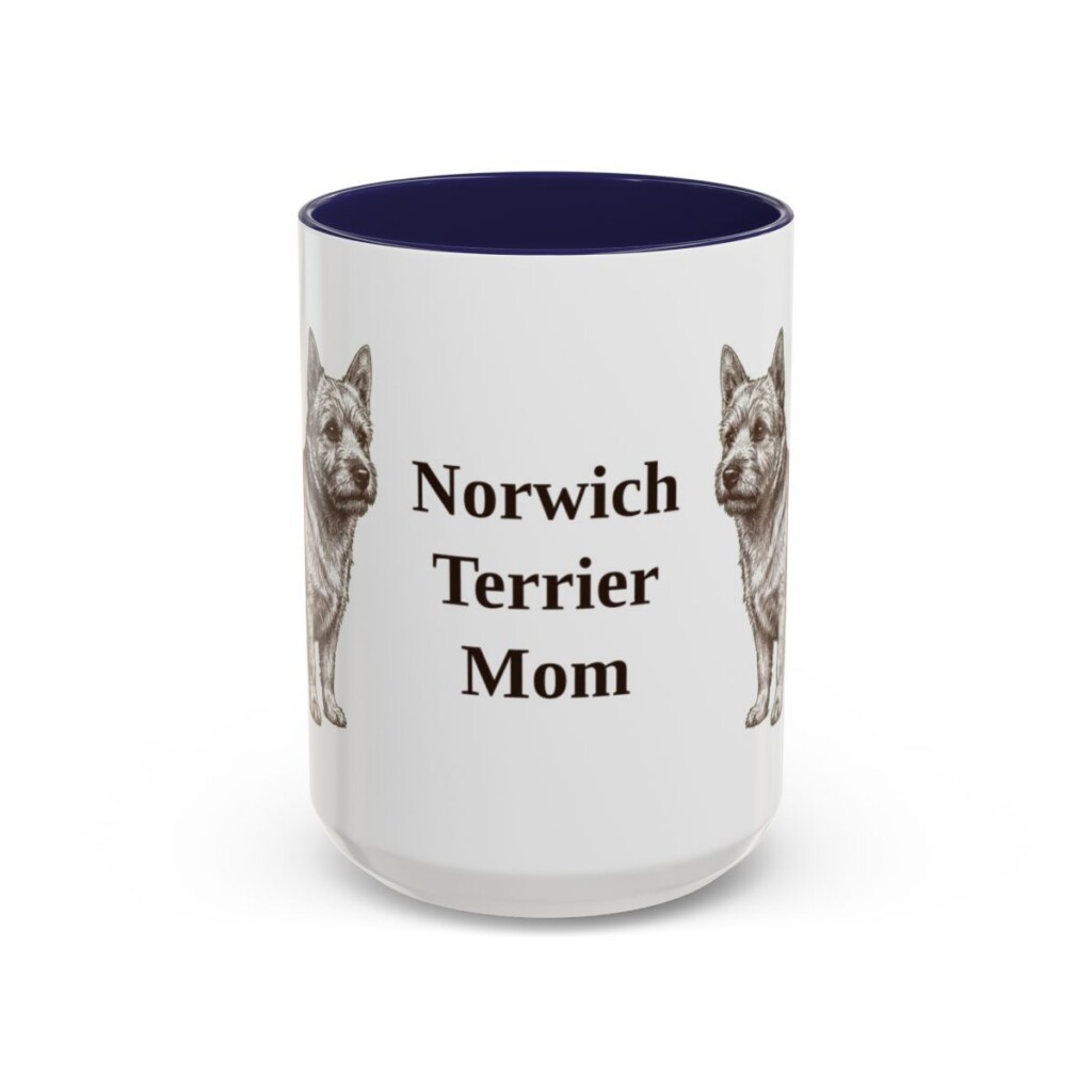 15oz-norwich-terrier-mug-mom-navy 15oz Norwich Terrier Dog Mom Mug, Navy, front view