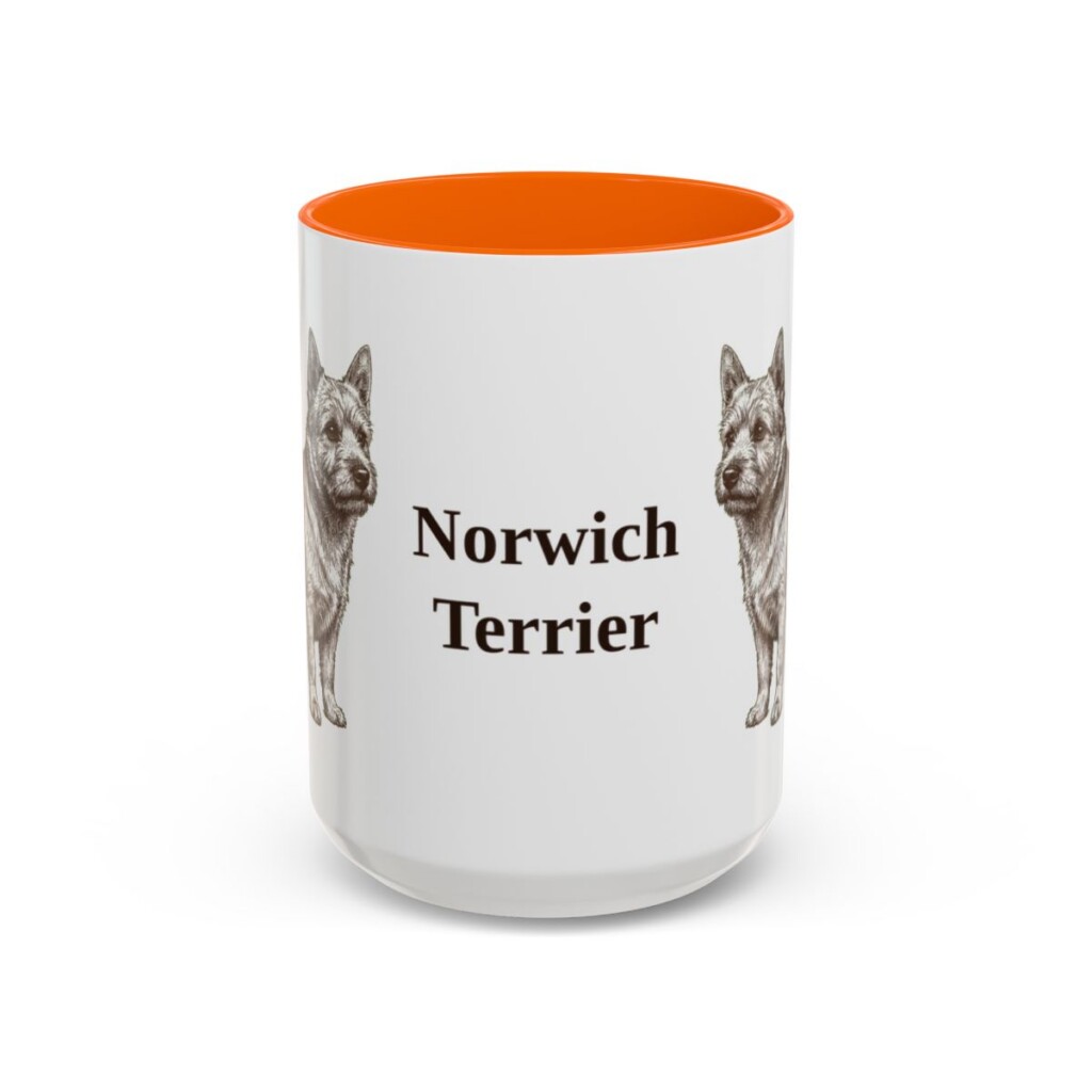 15oz Norwich Terrier Mug, Orange, front view