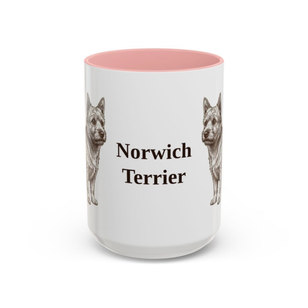 15oz Norwich Terrier Mug, Pink, front view