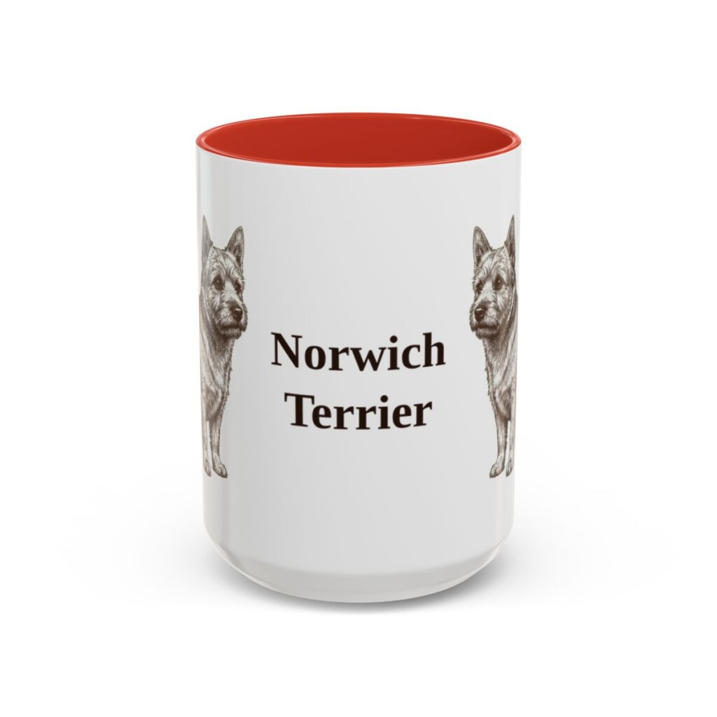 15oz Norwich Terrier Mug, Red, front view