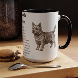 15oz Norwich Terrier Mug, Black, lifestyle photo