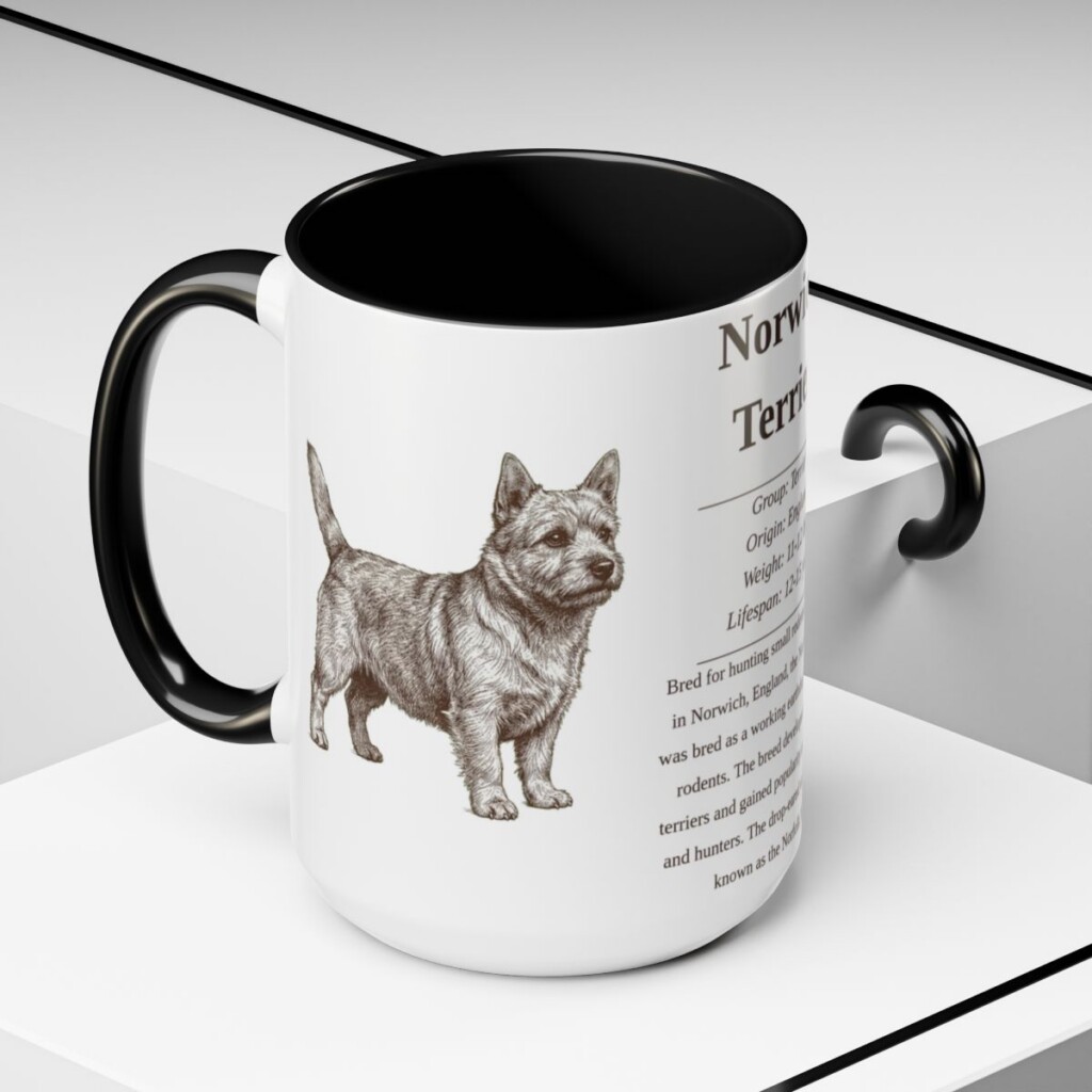 15oz Norwich Terrier Mug, Black, lifestyle photo