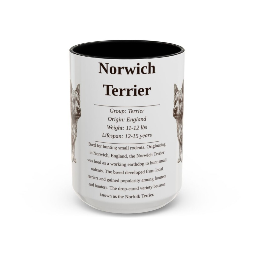 15oz Norwich Terrier Mug, Black, front view