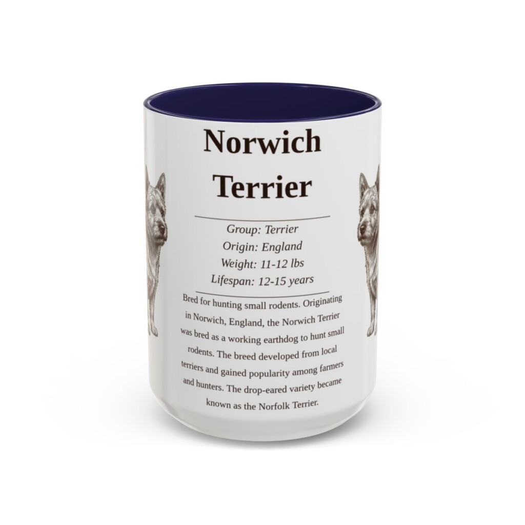 15oz Norwich Terrier Mug, Navy, front view