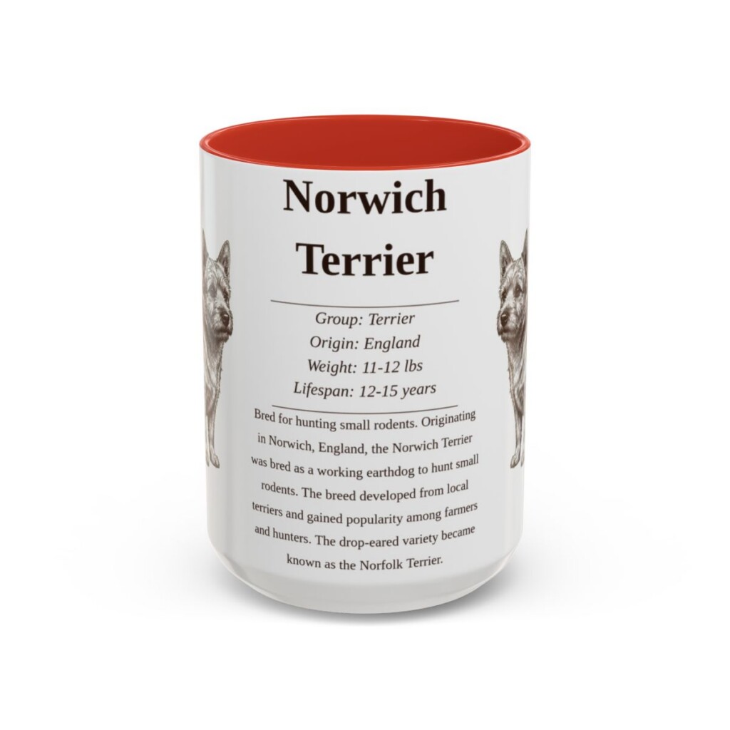 15oz Norwich Terrier Mug, Red, front view