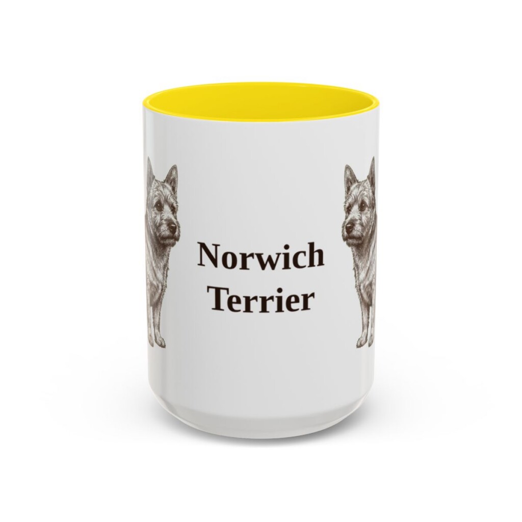 15oz Norwich Terrier Mug, Yellow, front view
