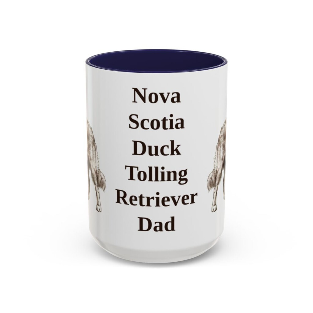 15oz Nova Scotia Duck Tolling Retriever Dog Dad Mug, Navy, front view