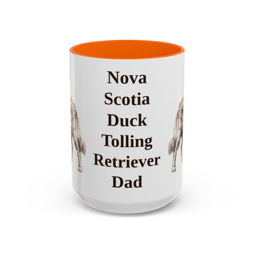 15oz Nova Scotia Duck Tolling Retriever Dog Dad Mug, Orange, front view
