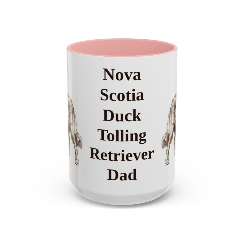 15oz Nova Scotia Duck Tolling Retriever Dog Dad Mug, Pink, front view