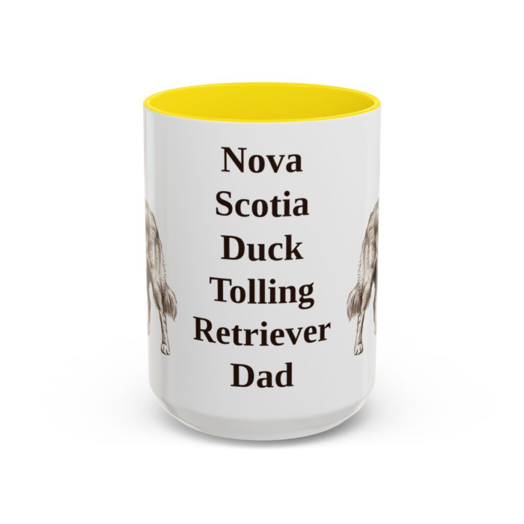 15oz Nova Scotia Duck Tolling Retriever Dog Dad Mug, Yellow, front view