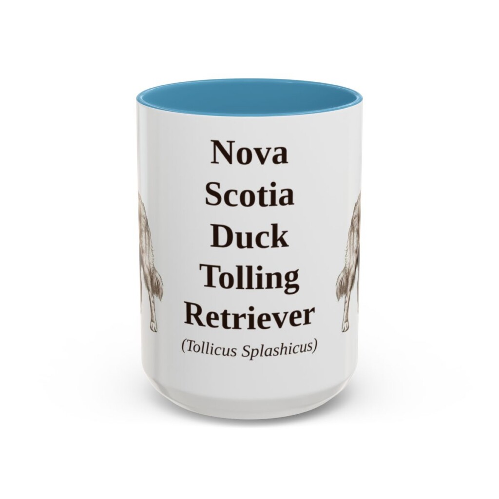15oz-nova-scotia-duck-tolling-retriever-mug-latin-light-blue 15oz Nova Scotia Duck Tolling Retriever Latin Mug, Light Blue, front view