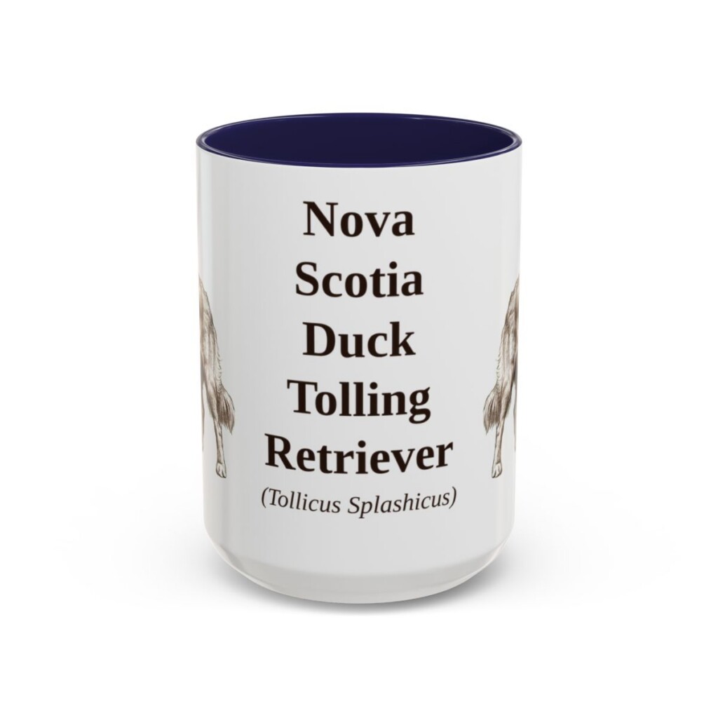 15oz-nova-scotia-duck-tolling-retriever-mug-latin-navy 15oz Nova Scotia Duck Tolling Retriever Latin Mug, Navy, front view