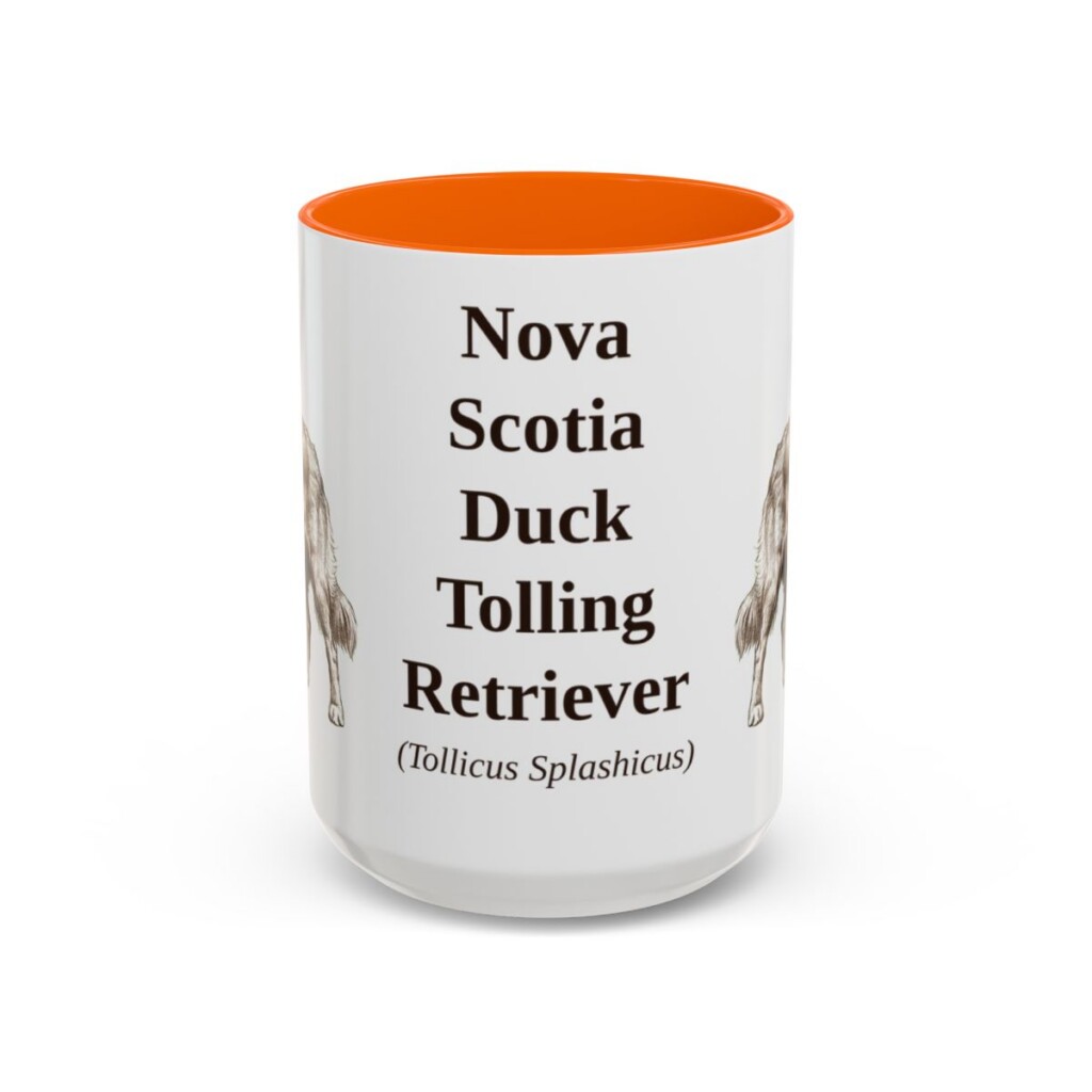 15oz-nova-scotia-duck-tolling-retriever-mug-latin-orange 15oz Nova Scotia Duck Tolling Retriever Latin Mug, Orange, front view