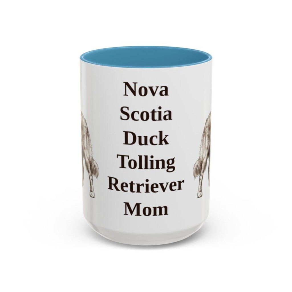 15oz Nova Scotia Duck Tolling Retriever Dog Mom Mug, Light Blue, front view
