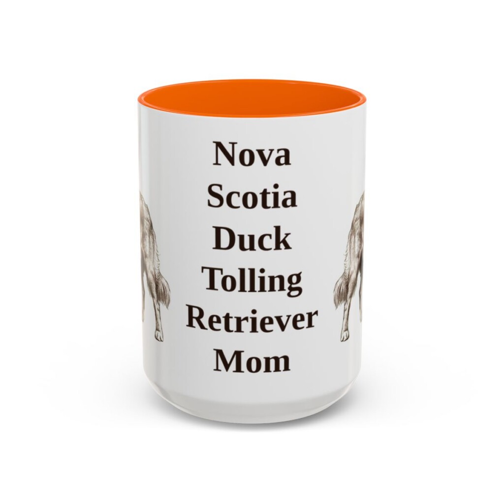 15oz Nova Scotia Duck Tolling Retriever Dog Mom Mug, Orange, front view