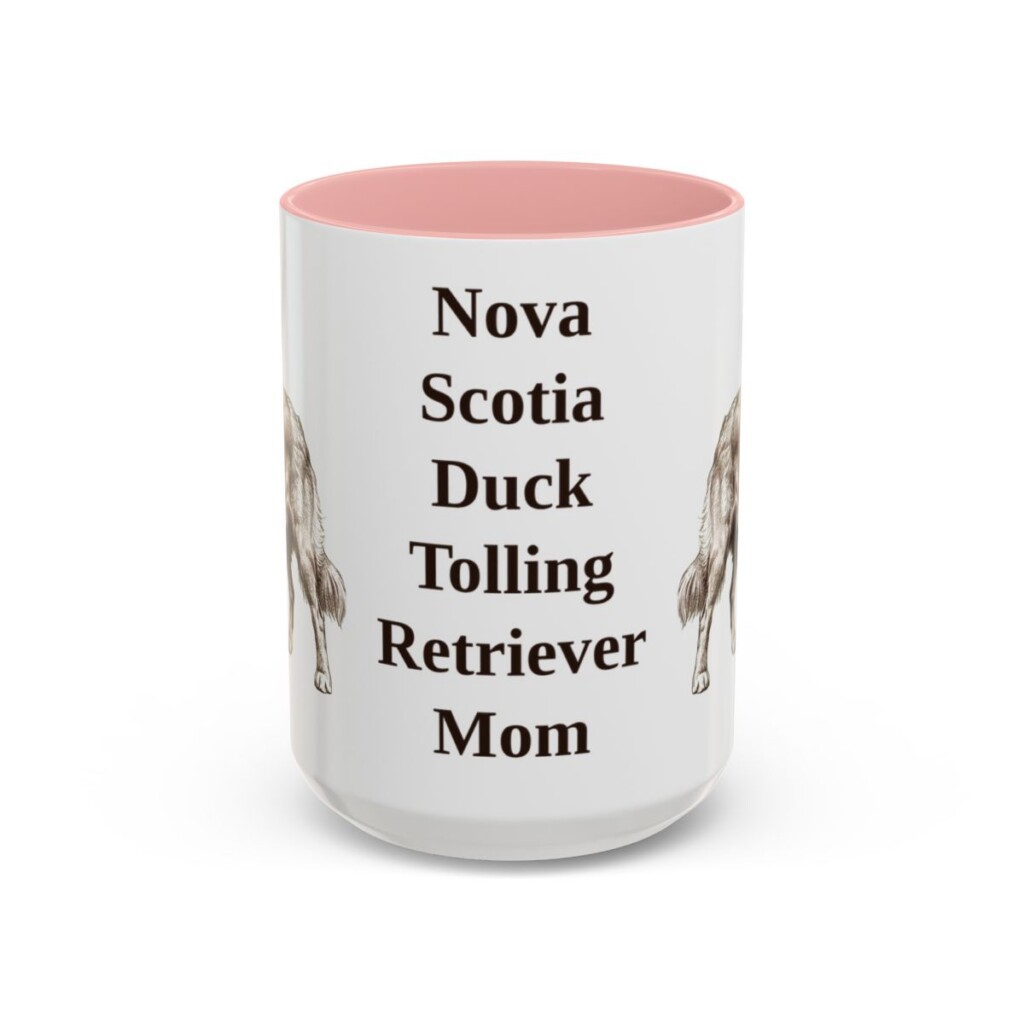 15oz Nova Scotia Duck Tolling Retriever Dog Mom Mug, Pink, front view
