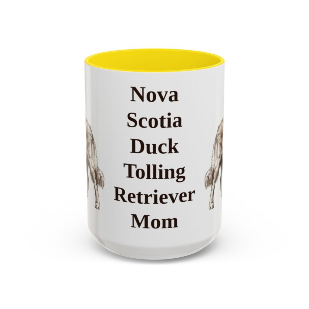 15oz Nova Scotia Duck Tolling Retriever Dog Mom Mug, Yellow, front view