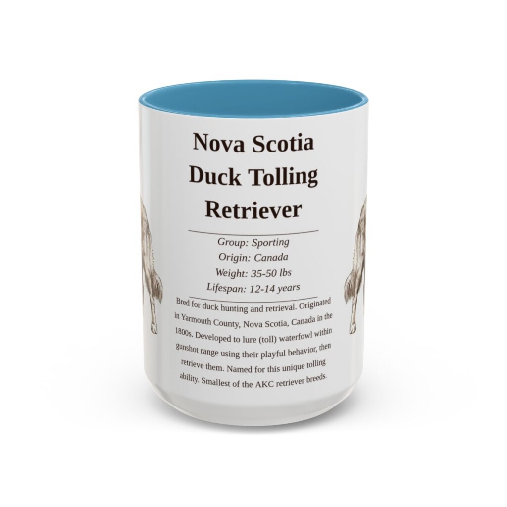 15oz Nova Scotia Duck Tolling Retriever Mug, Light Blue, front view