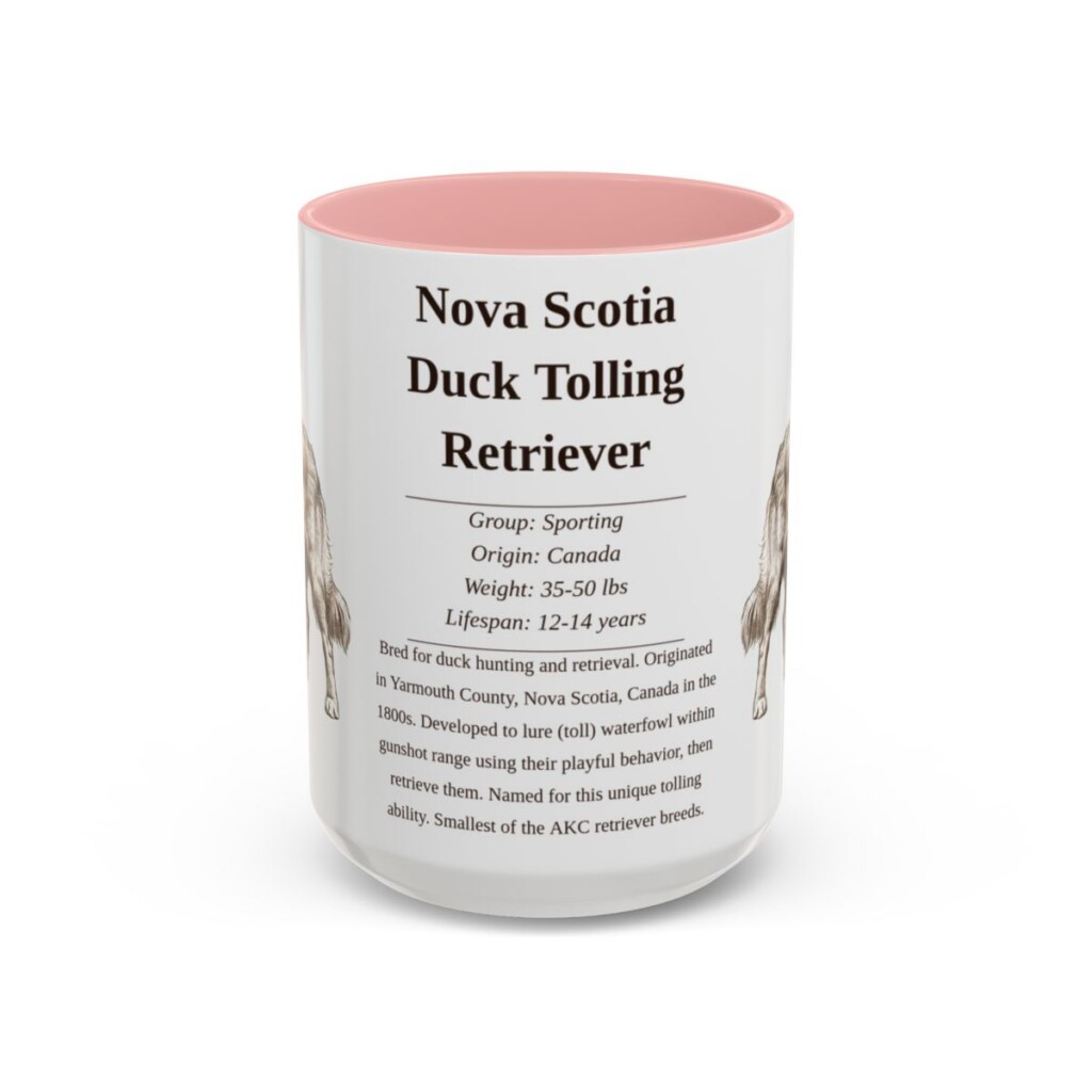 15oz Nova Scotia Duck Tolling Retriever Mug, Pink, front view