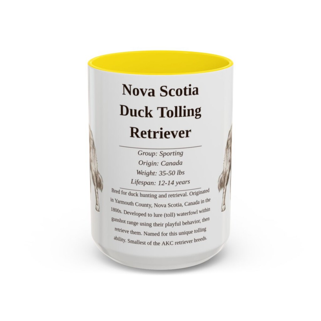 15oz Nova Scotia Duck Tolling Retriever Mug, Yellow, front view