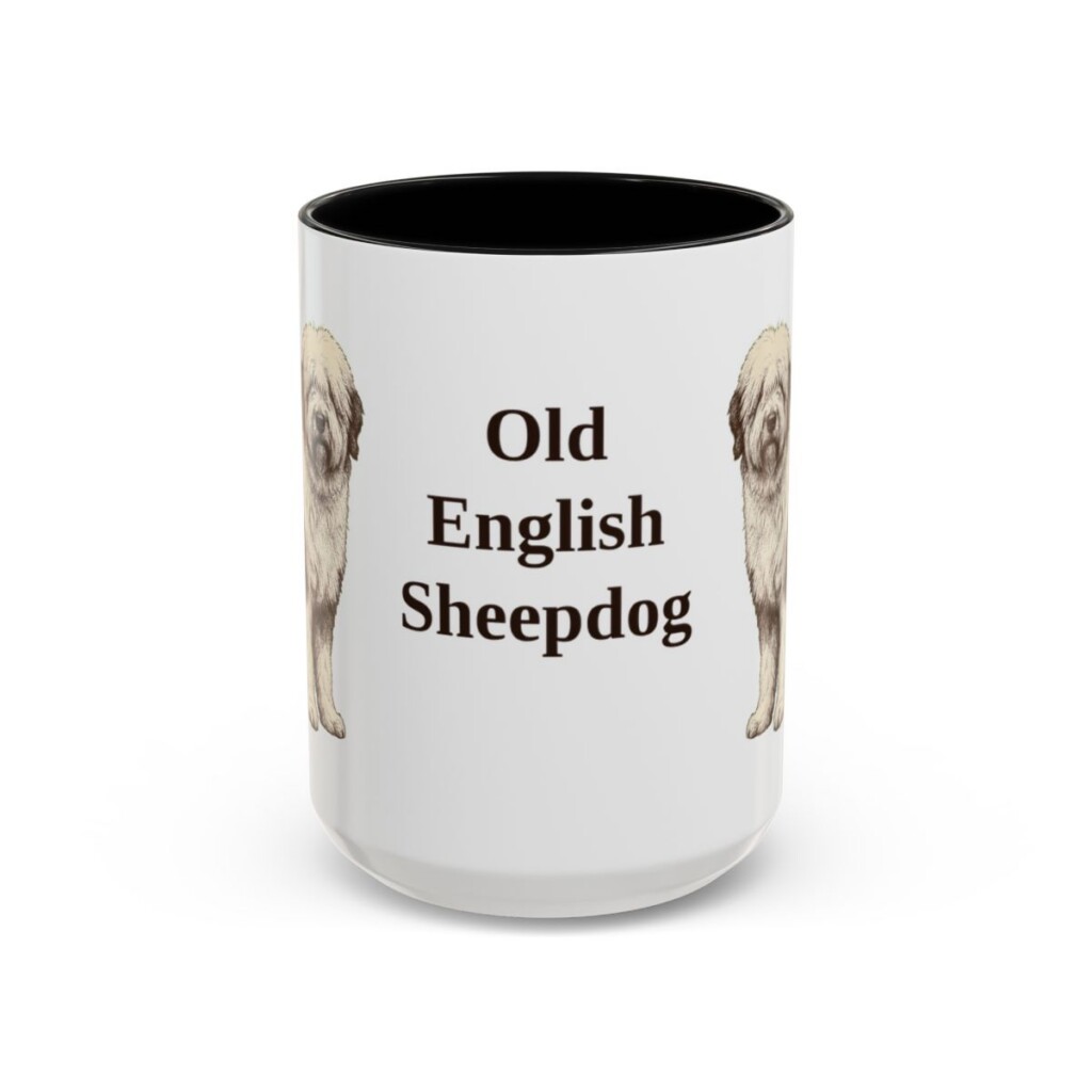 15oz Old English Sheepdog Mug, Black, front view