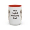 15oz Old English Sheepdog Dog Dad Mug, Red, front view