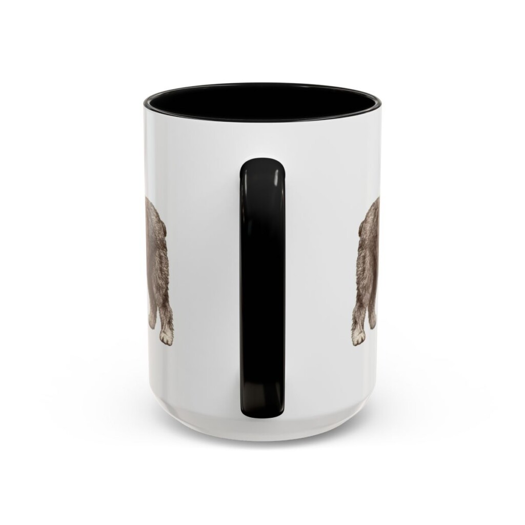 15oz Funny Old English Sheepdog Mug, Black, back view