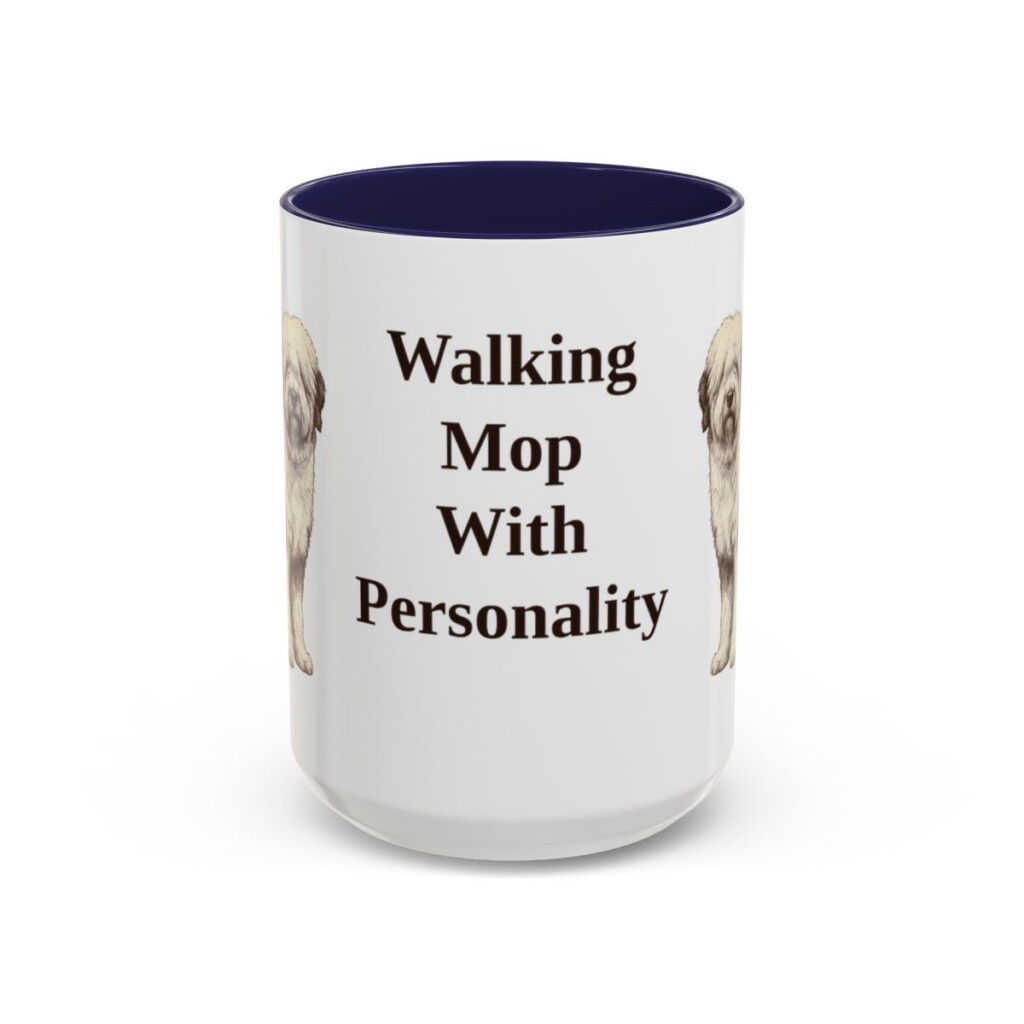 15oz Funny Old English Sheepdog Mug, Navy, front view