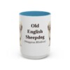 15oz Old English Sheepdog Latin Mug, Light Blue, front view