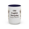 15oz Old English Sheepdog Latin Mug, Navy, front view