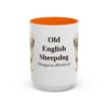 15oz Old English Sheepdog Latin Mug, Orange, front view