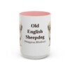 15oz Old English Sheepdog Latin Mug, Pink, front view