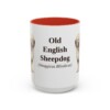 15oz Old English Sheepdog Latin Mug, Red, front view