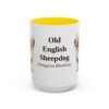 15oz Old English Sheepdog Latin Mug, Yellow, front view