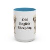15oz Old English Sheepdog Mug, Light Blue, front view
