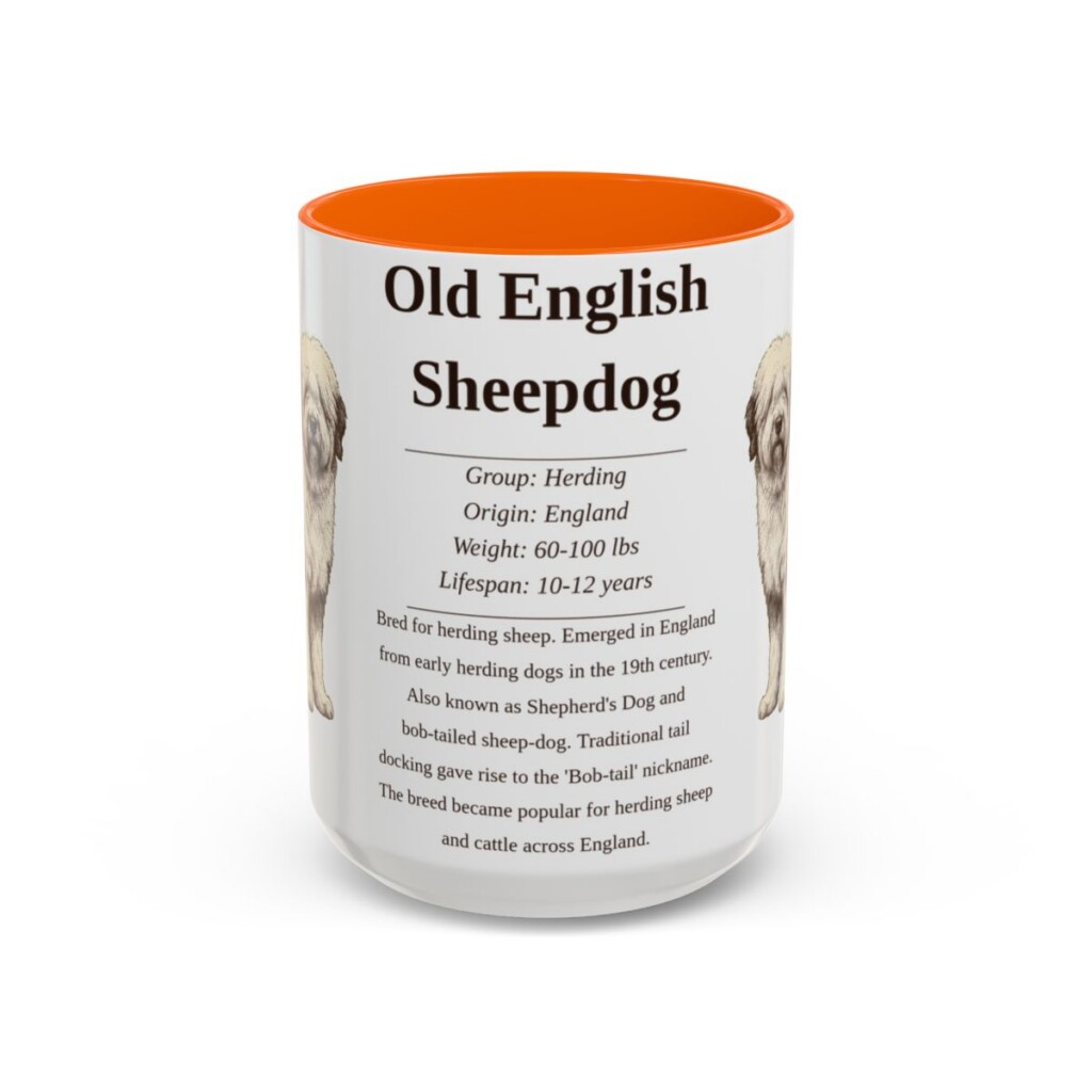 15oz-old-english-sheepdog-mug-writeup-orange 15oz Old English Sheepdog Mug, Orange, front view
