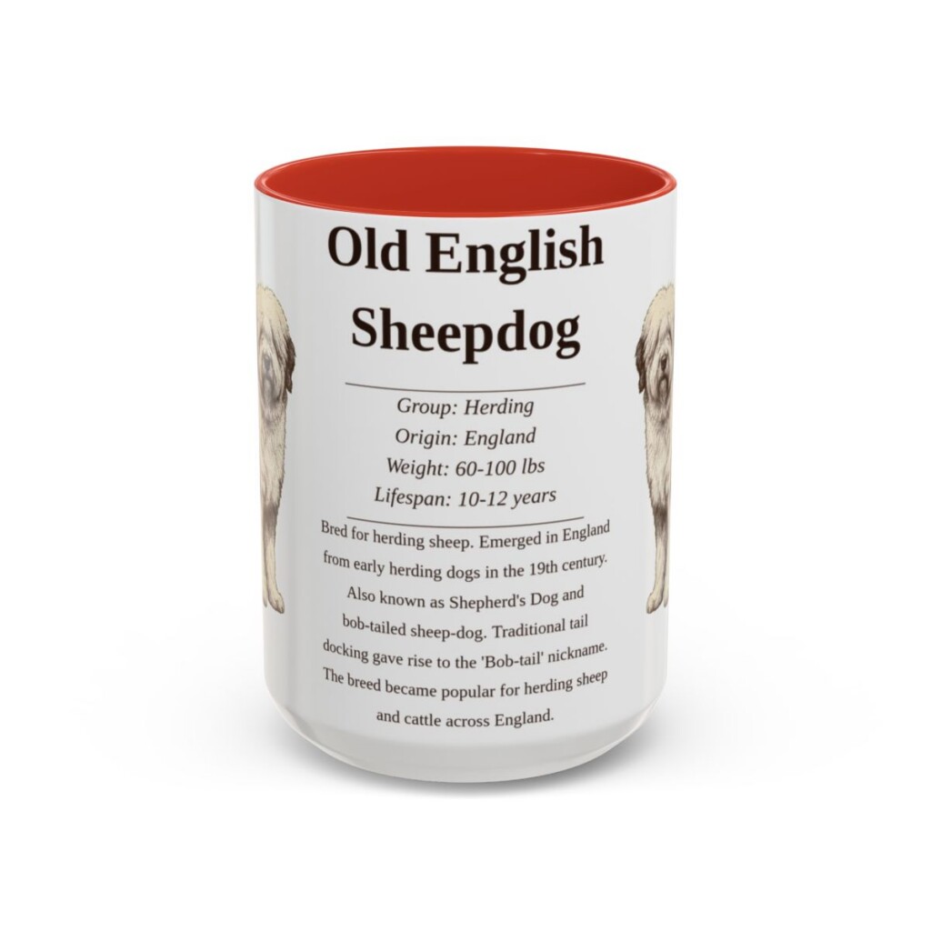15oz-old-english-sheepdog-mug-writeup-red 15oz Old English Sheepdog Mug, Red, front view