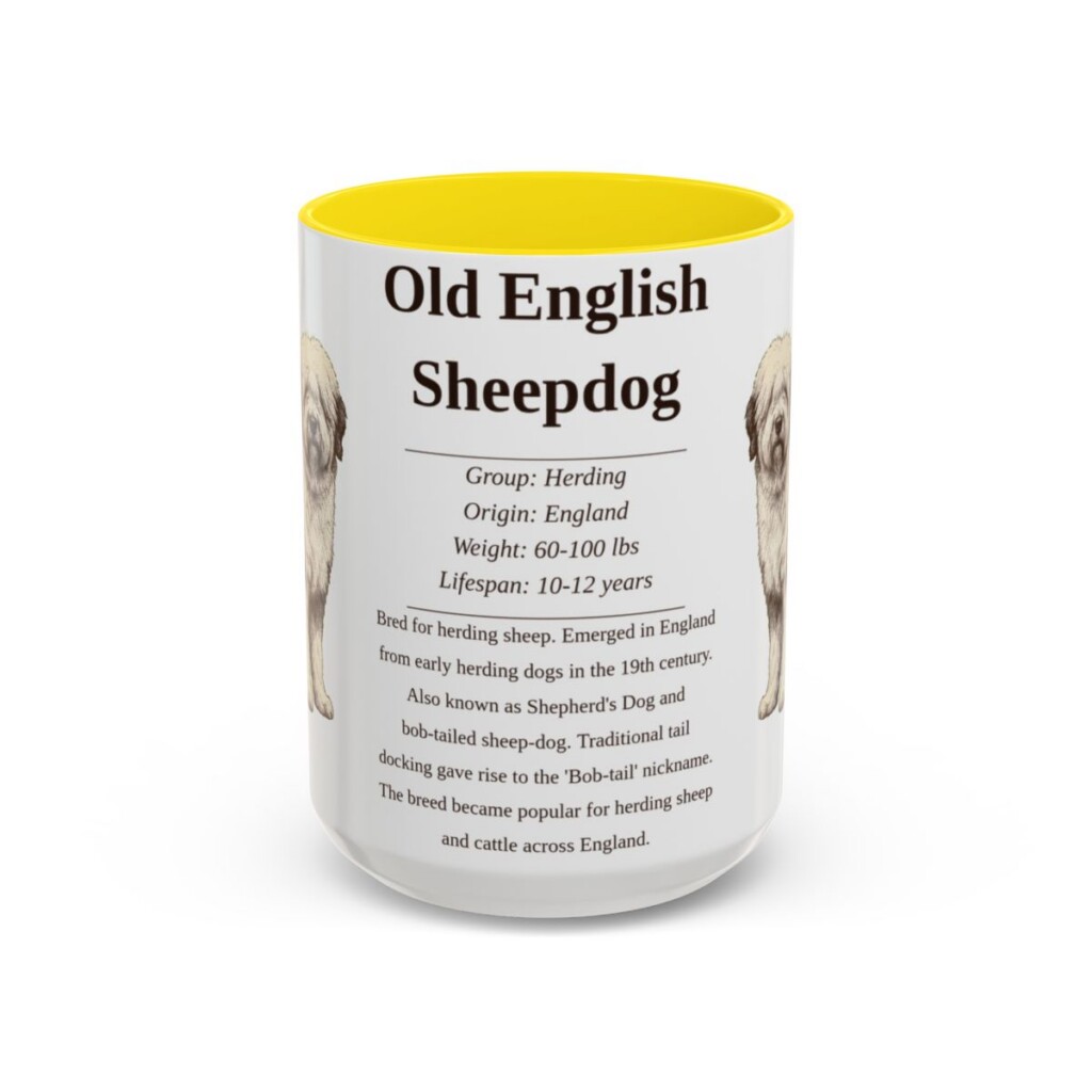 15oz-old-english-sheepdog-mug-writeup-yellow 15oz Old English Sheepdog Mug, Yellow, front view
