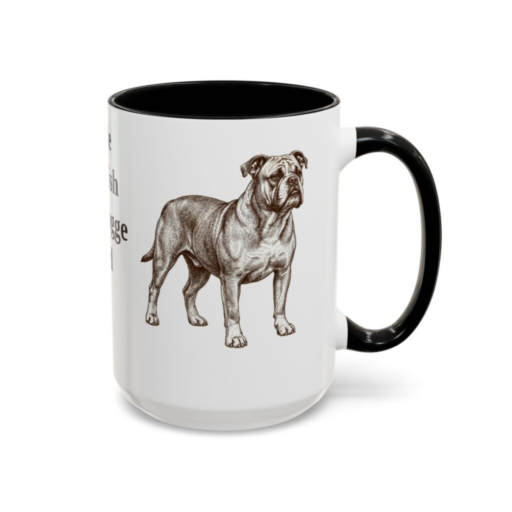15oz Olde English Bulldogge Dog Dad Mug, Black, right side view