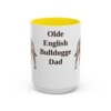 15oz Olde English Bulldogge Dog Dad Mug, Yellow, front view